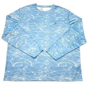The American Outdoorsman Mens T-Shirt XXL UPF50 Long Sleeve Fishing Aqua Blue